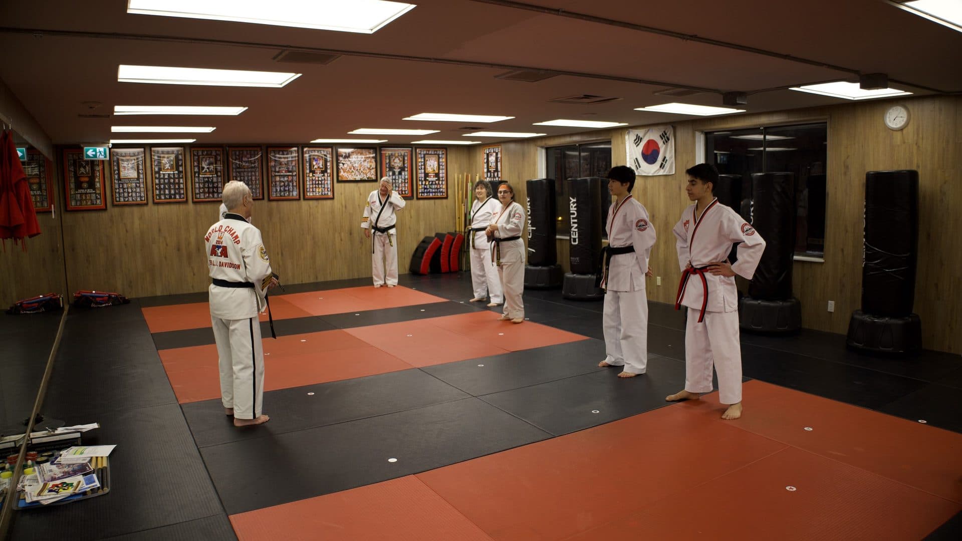 martial arts south surrey at Kingdom Athletics: an adult taekwondo class training on the mats